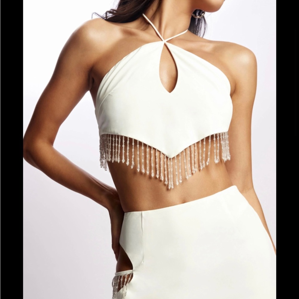 NWOT meshki beaded halter top